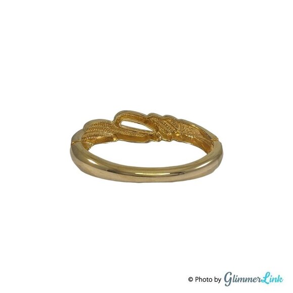 Vintage Gold Tone Hinged Ribbed Bangle Clamper Bracelet - Picture 4 of 10